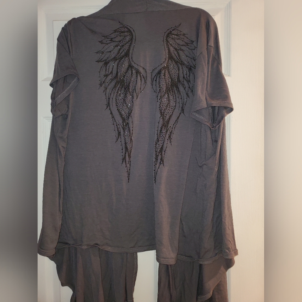 Women's Gray Open Front Cardigan